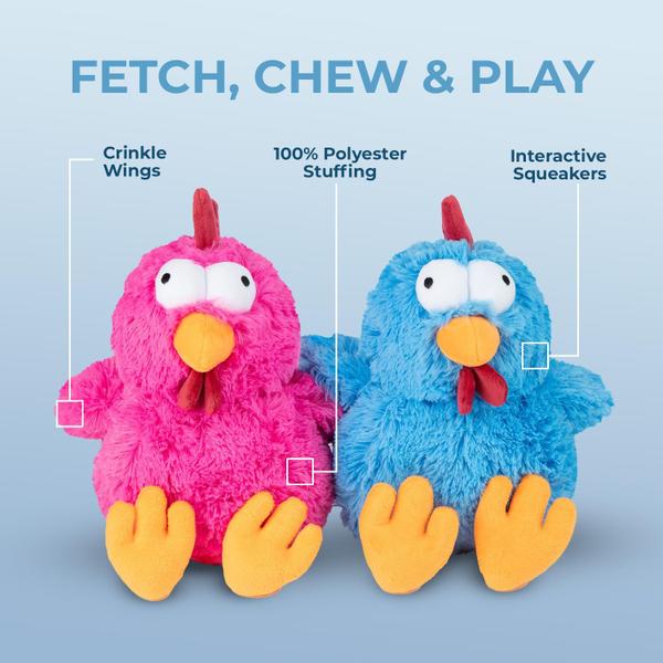 Imagem de Brinquedo de pelúcia interativo Squeaky Best Pet Supplies Mrs. Cluck