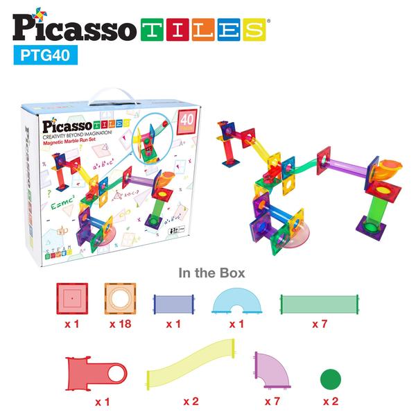 Imagem de Brinquedo de pista de corrida Marble Run Magnetic Tile PicassoTiles PTG40