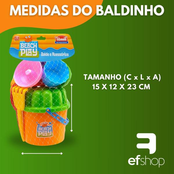 Imagem de Brinquedo de Praia Balde Baldinho Beach Play c/ Forminhas e Rastelo 10 Peças Praia Piscina Água