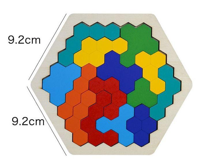 Imagem de Brinquedo de quebra-cabeça Wooden Tangram Jigsaw Brain Tetris Game ZXH