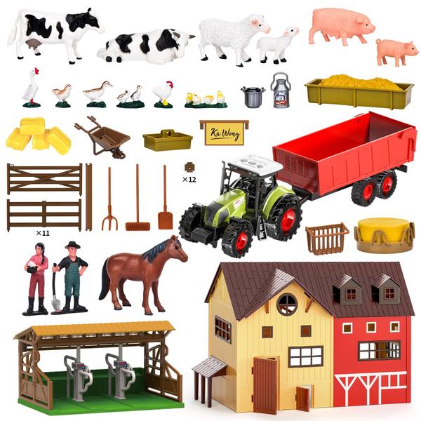 Imagem de Brinquedo de trator infantil Farm Animals Barn House Toys com luzes e muito mais