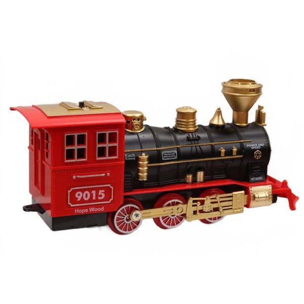 Imagem de Brinquedo de trem elétrico para meninos W/ Smokes Lights & Sound Railway Kits W/ Steam Locomotiva Engine Cargo Cars Tracks Diecasts & Toy Veículos