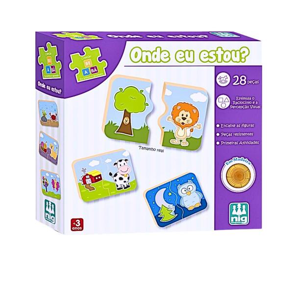 Brinquedo Didatico Bebe Jogo Onde Estou 28 Peças Madeira Nig - NIG Brinquedos Imagem de Brinquedo Didatico Bebe Jogo Onde Estou 28 Peças Madeira Nig