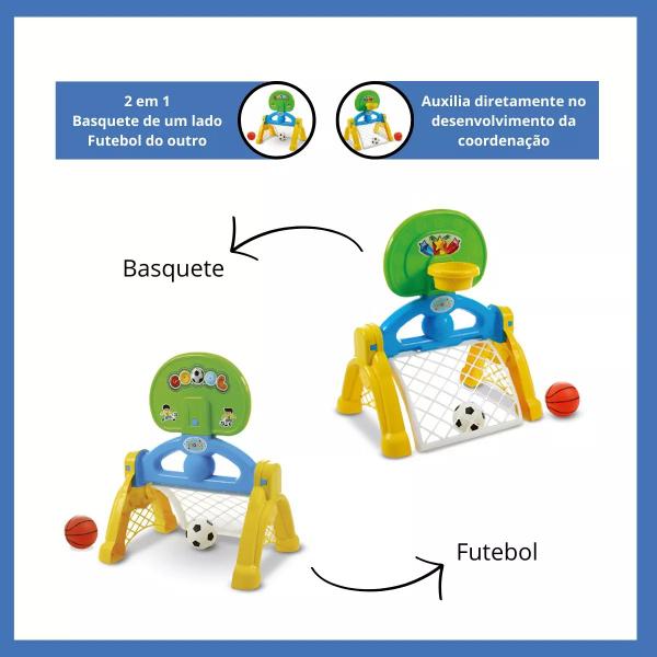 Imagem de Brinquedo  Didático Centro Esportivo Infantil Futebol Basquete Bola Bebê Criança Presente Natal