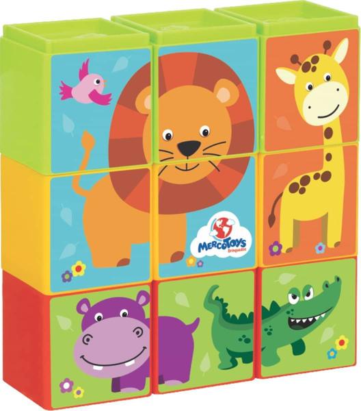 Imagem de Brinquedo Didático Cubinhos 5 em 1 Empilhar e Encaixar Objetos Mini Quebra-Cabeça Com Número