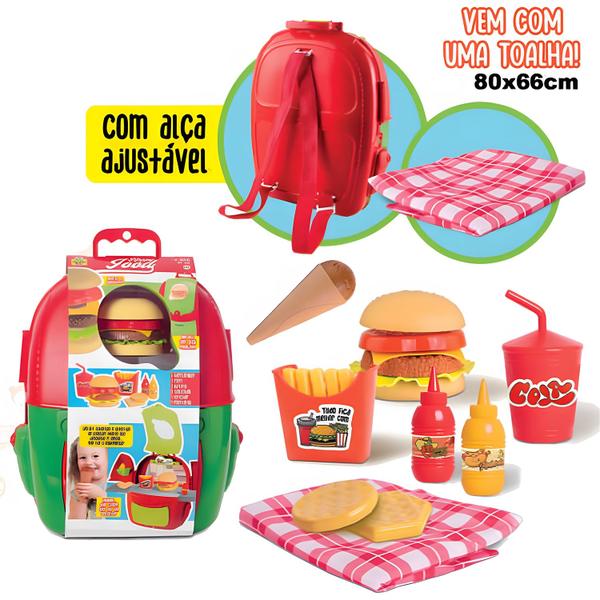 Imagem de Brinquedo Didatico Mochila Infantil Regulavel Piquenique Com Acessorios 1402 - Samba Toys