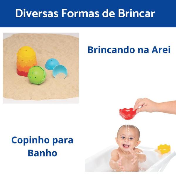 Imagem de Brinquedo Didatico Torre Bebe Empilhar Presente +6 meses Menino Menina Educativo Banho Agua 1 ano