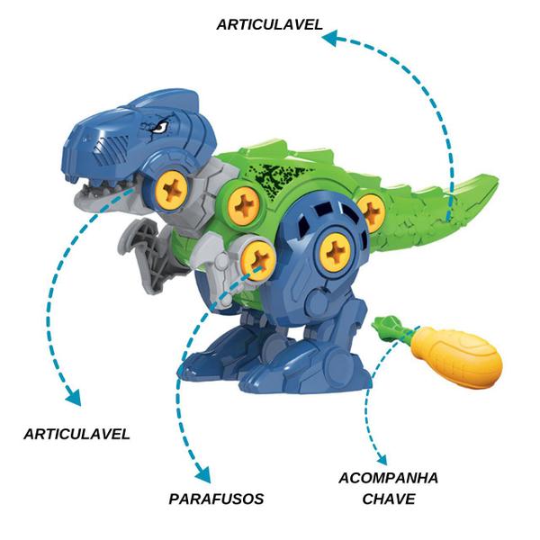 Imagem de Brinquedo Dino Robo Monta Desmonta com Chave Colorido Educativo