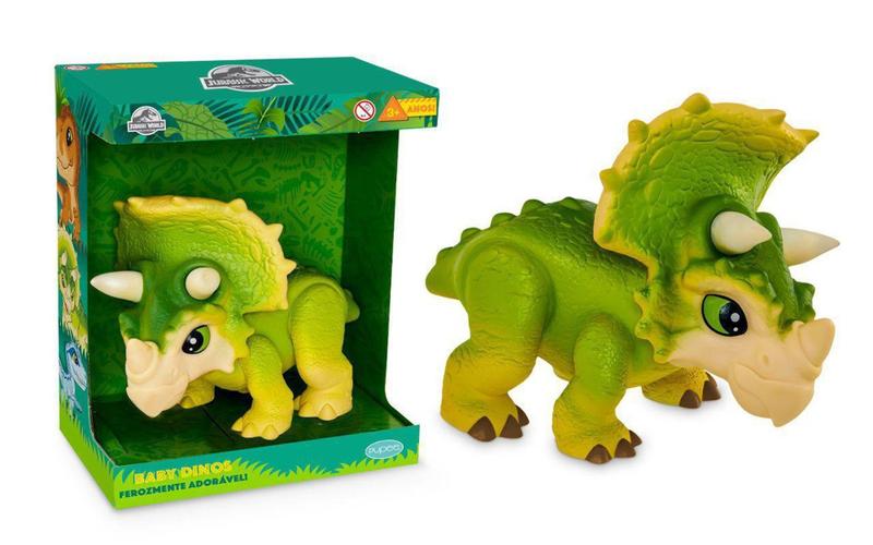 Imagem de Brinquedo Dinossauro Jurassic World Triceratops Verde Baby - Pupee