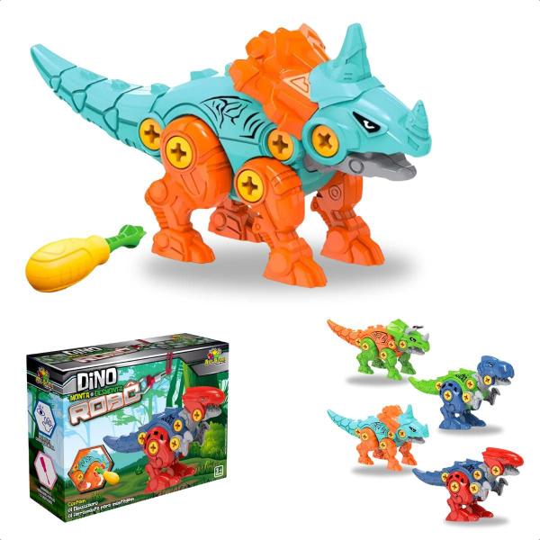 Imagem de Brinquedo Dinossauro Monta e Desmonta Dino Robô Velociraptor Ferramenta Chave Didático Infantil