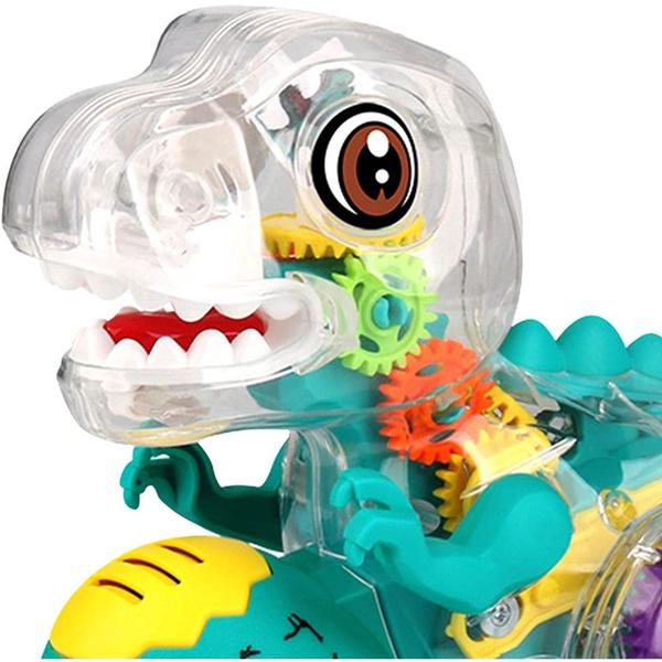 Imagem de Brinquedo Dinossauro Transparente Engrenagens Coloridas
