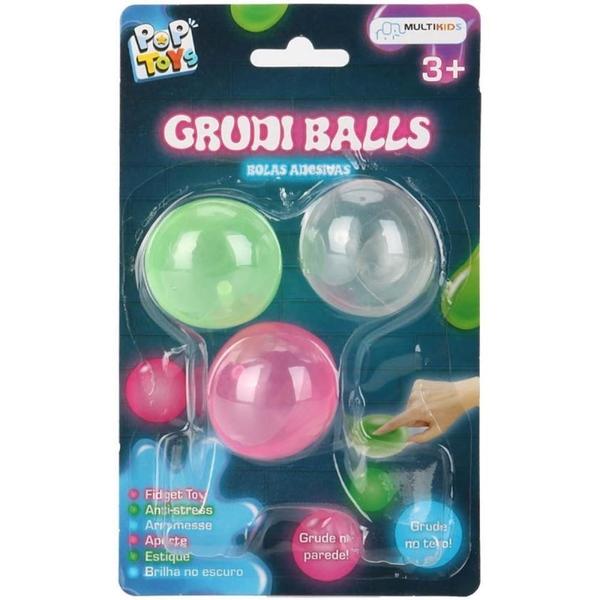 Imagem de Brinquedo diverso grudiballs bolas adesivas neon multikids unidade