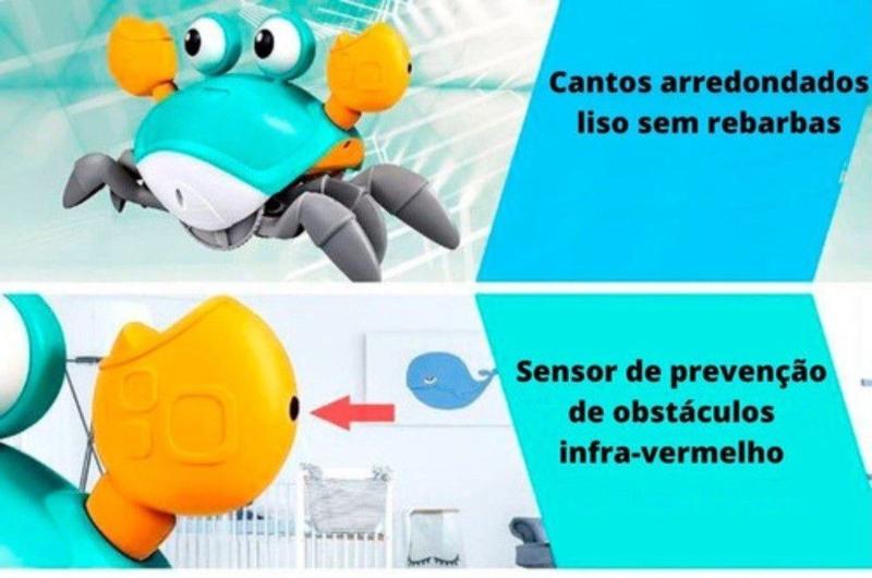 Imagem de Brinquedo Divertido Infantil Caranguejo Fujão Musical Com Sensor Bate e Volta