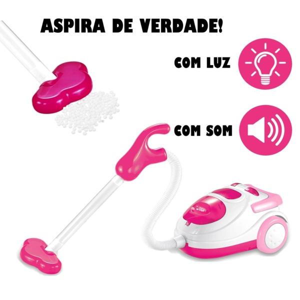 Imagem de Brinquedo Dm Toys 6673 Infantil Aspirador De Pó Rosa Com Luz