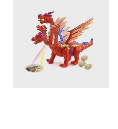 Imagem de Brinquedo Dragão 4 Cabeças Brinquedo Infantil com Asa Som Luz Bota Ovo