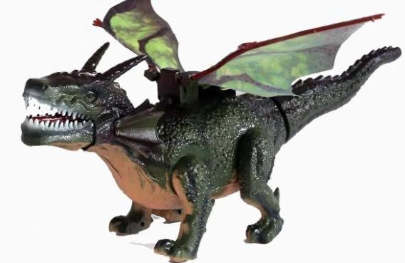 Imagem de Brinquedo Dragão Dinossauro 45cm Bate Asas E Anda na cor verde.