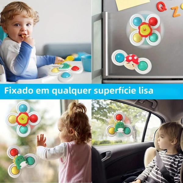 Imagem de Brinquedo Educacional de Banho para Bebê - 3 Peças com Ventosa Rotativa - Desenvolve Coordenação Motora