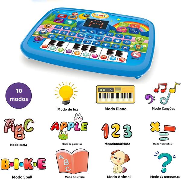 Imagem de Brinquedo Educacional Infantil 3+ Anos - Alfabetização, Matemática e Música