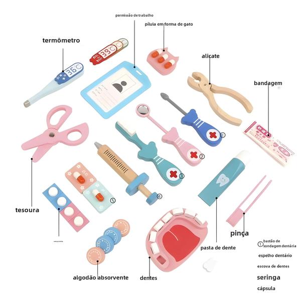 Imagem de Brinquedo Educacional Médico de Madeira para Crianças - Conjunto de Peito de Simulação