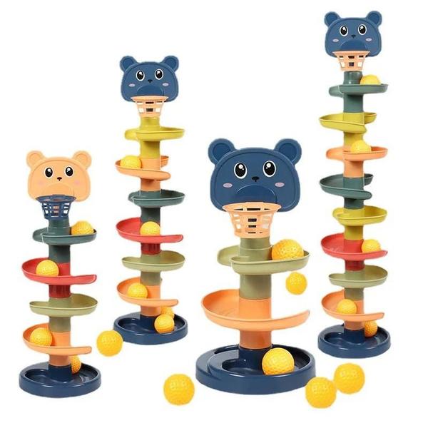 Brinquedo Educacional Montessori de Empilhamento para Bebês - Torre de Bolas Giratórias Imagem de Brinquedo Educacional Montessori de Empilhamento para Bebês - Torre de Bolas Giratórias