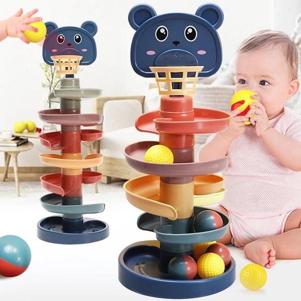 Brinquedo Educacional Montessori de Empilhamento para Bebês - Torre de Bolas Giratórias Imagem de Brinquedo Educacional Montessori de Empilhamento para Bebês - Torre de Bolas Giratórias