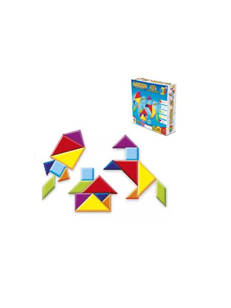 Imagem de Brinquedo educatido tangram 100 figuras para montar 14 pecas