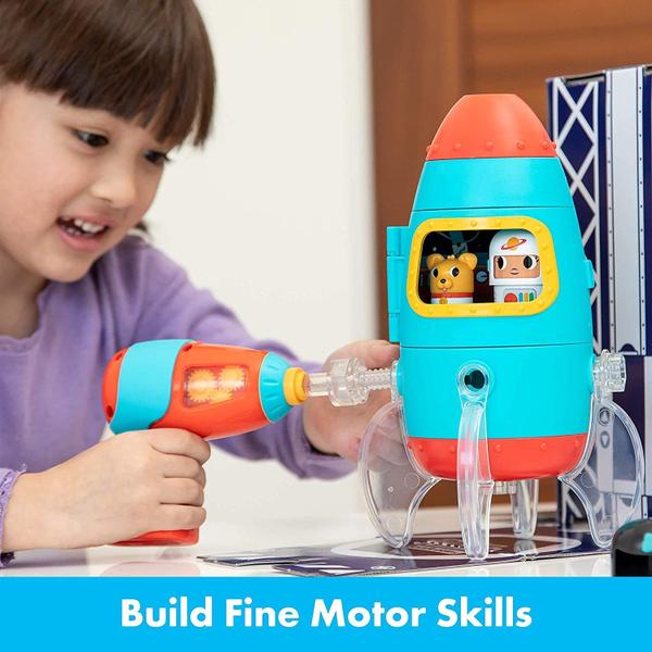 Imagem de Brinquedo Educational Insights Design & Drill Bolt Buddies Rocket Take Apart com furadeira elétrica de brinquedo, brinquedo STEM pré-escolar, presente para meninos e meninas, a partir de 3 anos