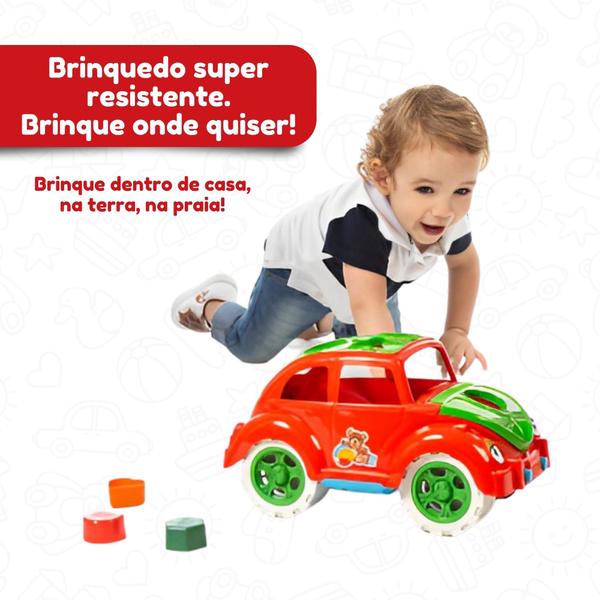 Imagem de Brinquedo Educativo 1 Ano 12 Meses Fusca Encaixe Carrinho