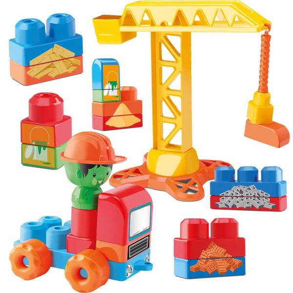 Imagem de Brinquedo Educativo 55 Blocos De Montar Tchuco Blocks Construção - Samba Toys