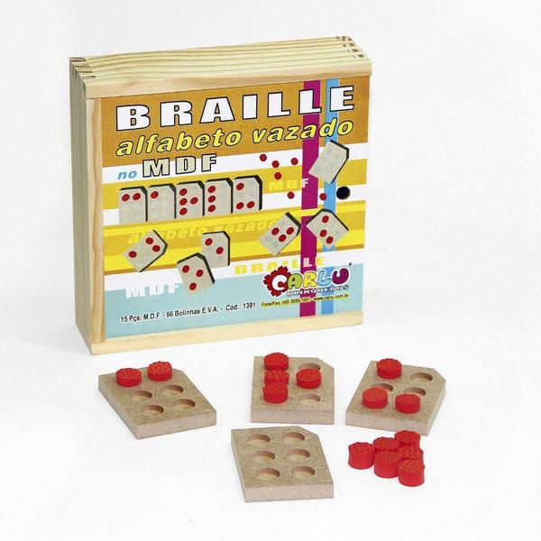 Imagem de Brinquedo Educativo Alfabeto Braille Vazado Em Mdf E Eva