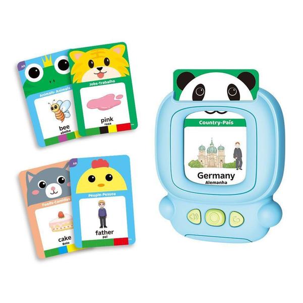 Imagem de Brinquedo Educativo Aprenda Brincando Ingles 112 Cards Azul - Dm toys