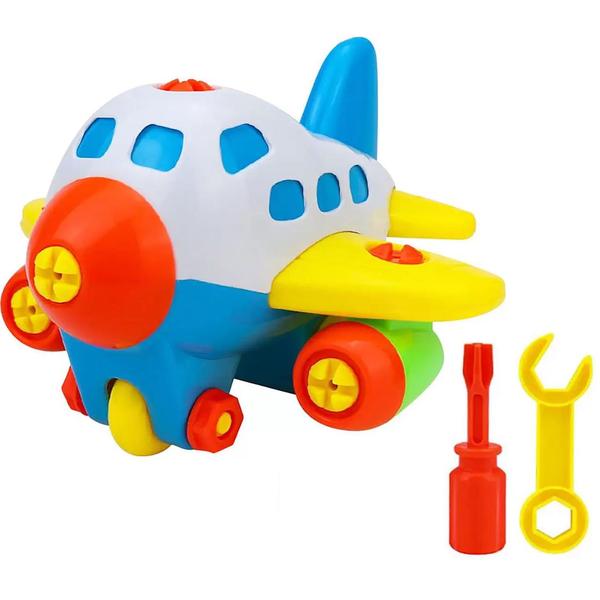 Imagem de Brinquedo Educativo Avião de Montar com Chave Kit C/2