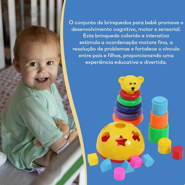 Imagem de Brinquedo Educativo Bebê Encaixar Montar Argolas Colorido