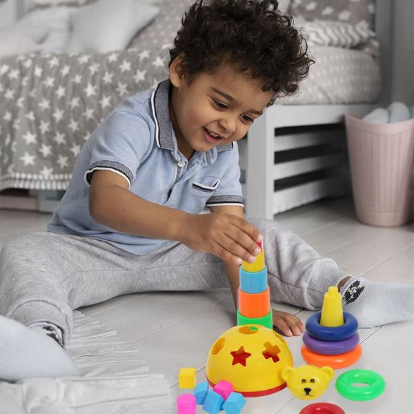 Imagem de Brinquedo Educativo Bebê Encaixar Montar Argolas Colorido