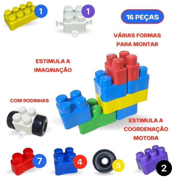 Imagem de Brinquedo Educativo Blocos de Montar 16 Peças - Loja Oficial