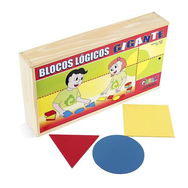 Brinquedo Educativo Blocos Logicos Gigantes Em Mdf Com 48 Peças - CARLU - CARLU BRINQUEDOS Imagem de Brinquedo Educativo Blocos Logicos Gigantes Em Mdf Com 48 Peças - CARLU