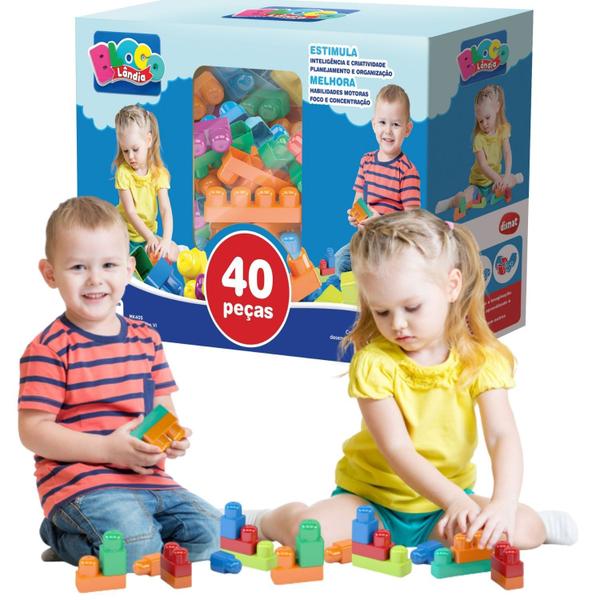 Brinquedo Educativo Blocos Montar Encaixar Bebe Grande 40pçs Criança Infantil Monta Monta fácil encaixe - Dismat Imagem de Brinquedo Educativo Blocos Montar Encaixar Bebe Grande 40pçs Criança Infantil Monta Monta fácil encaixe