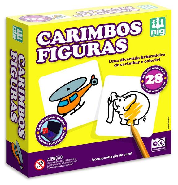 Imagem de Brinquedo Educativo Carimbos Figuras com Giz de Cera - 28 Peças - NIG