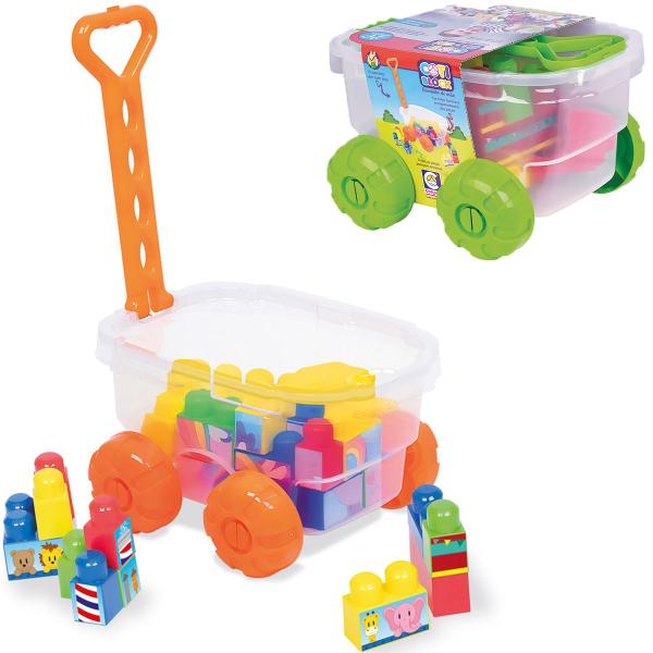 Imagem de Brinquedo Educativo Carrinho De Puxar Bloco Didatico Montar