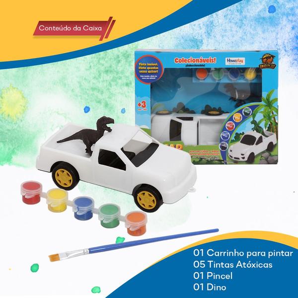 Imagem de Brinquedo Educativo Carro P/ Colorir Dinossauro Colecionável