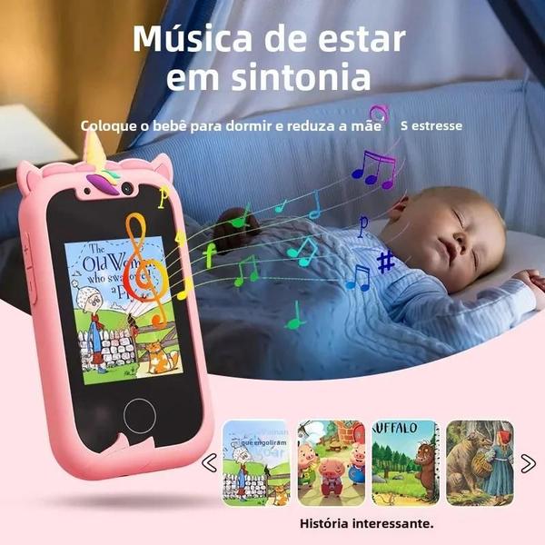 Imagem de Brinquedo Educativo Celular Unicórnio Bebê com Música, Câmera e Cartão TF de 512MB