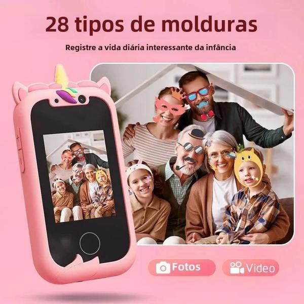 Imagem de Brinquedo Educativo Celular Unicórnio Bebê com Música, Câmera e Cartão TF de 512MB