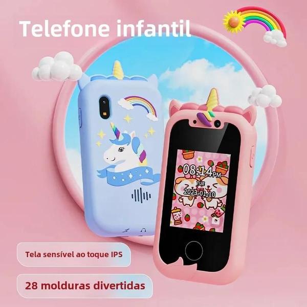 Imagem de Brinquedo Educativo Celular Unicórnio Bebê com Música, Câmera e Cartão TF de 512MB