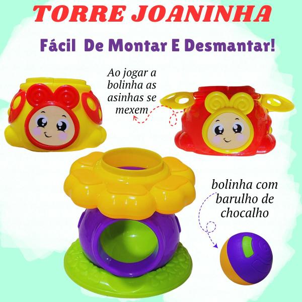 Imagem de Brinquedo Educativo Cogumelo Casinha Peças Encaixe  Torre Joaninha