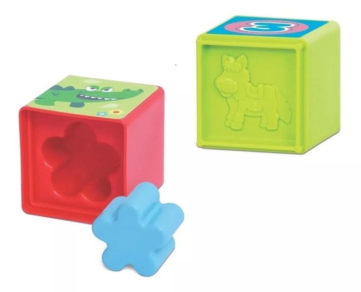 Imagem de Brinquedo Educativo Cubinhos 5 em 1 Colorido Bichinhos - Mercotoys