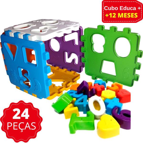 Imagem de Brinquedo Educativo Cubo Didático Blocos de Encaixe Menino e Menina
