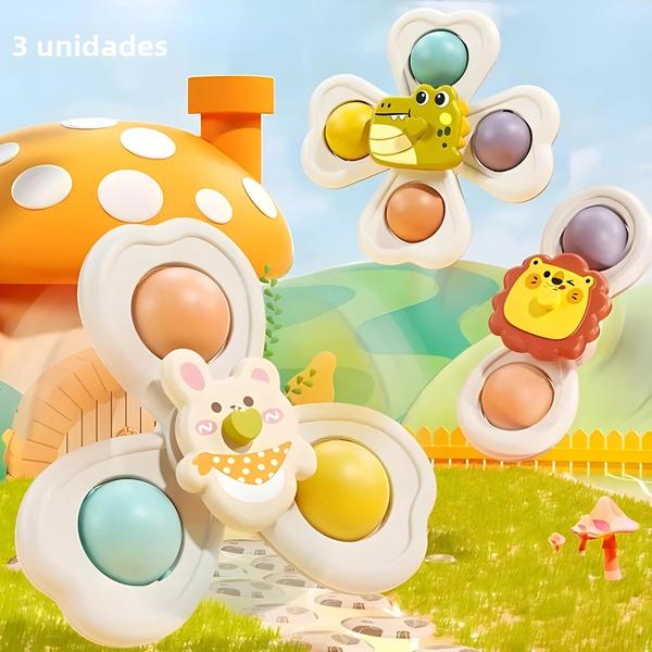 Imagem de Brinquedo Educativo de Banho para Bebê - 3 Peças com Ventosa - Jogo Sensorial