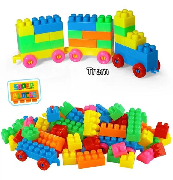 Brinquedo Educativo De Montar Super Blocos Criativo 84 Pçs - Paki Toys 1279 Imagem de Brinquedo Educativo De Montar Super Blocos Criativo 84 Pçs - Paki Toys 1279