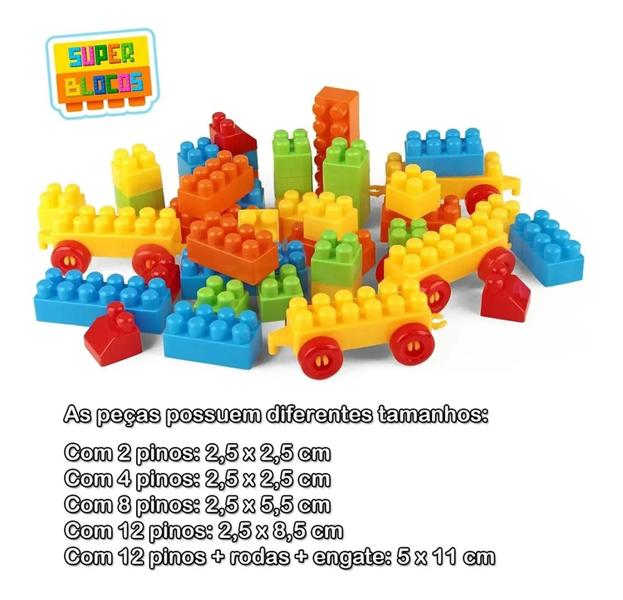 Brinquedo Educativo De Montar Super Blocos Criativo 84 Pçs - Paki Toys 1279 Imagem de Brinquedo Educativo De Montar Super Blocos Criativo 84 Pçs - Paki Toys 1279