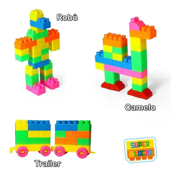 Brinquedo Educativo De Montar Super Blocos Criativo 84 Pçs - Paki Toys 1279 Imagem de Brinquedo Educativo De Montar Super Blocos Criativo 84 Pçs - Paki Toys 1279